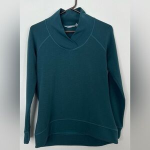 Athleta Shawl Collar Teal Stretch Sweatshirt
